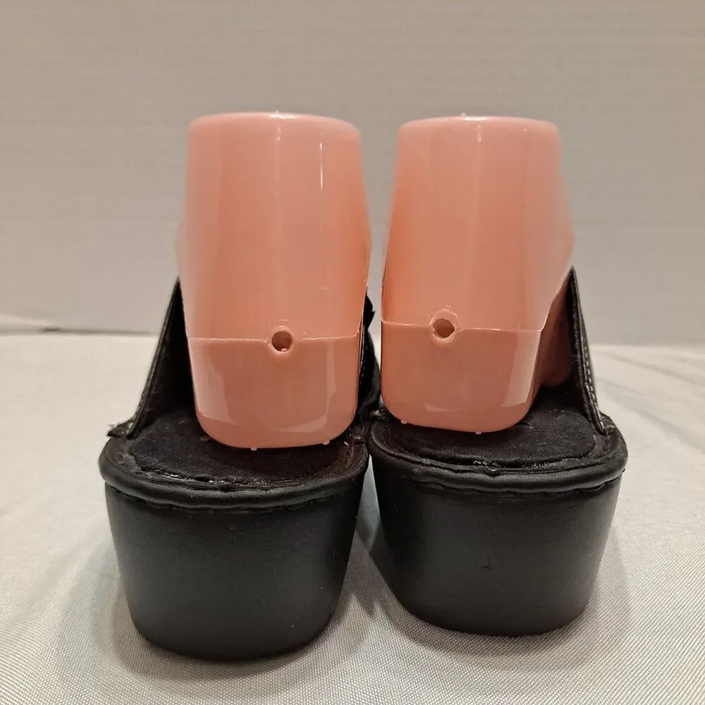 Dr. Scholl's Women's Reba Leather Slide Sandals Sz 6.5 Black Cutout Design